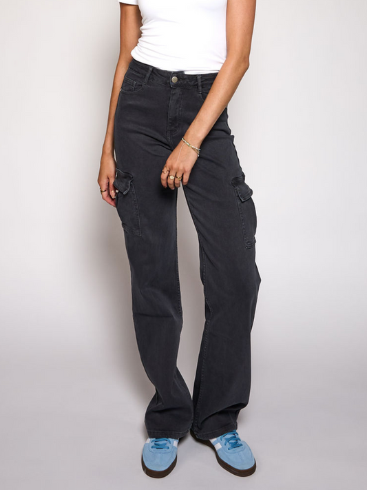 Macy Cargo Jeans | Grey | Stretch | Tall
