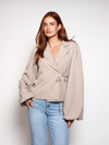 Mara wrap blazer | Puff sleeve | Taupe