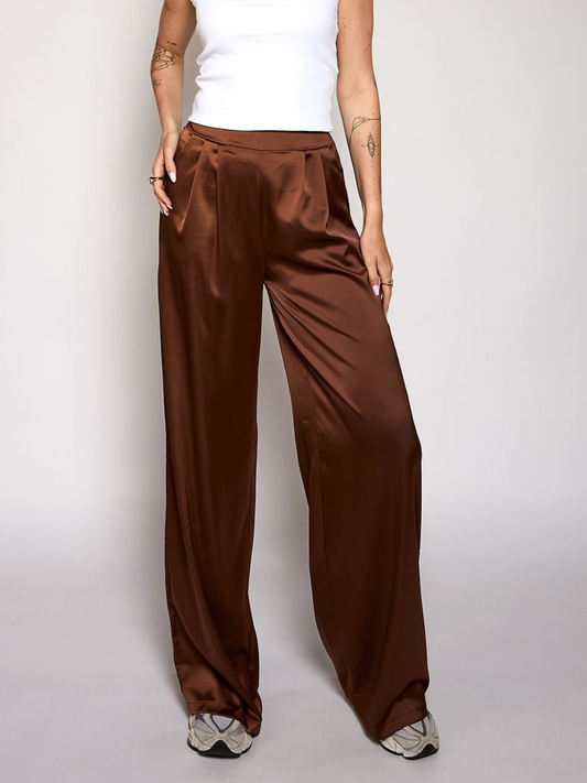 Gigi Satin pants | Tall | Brown
