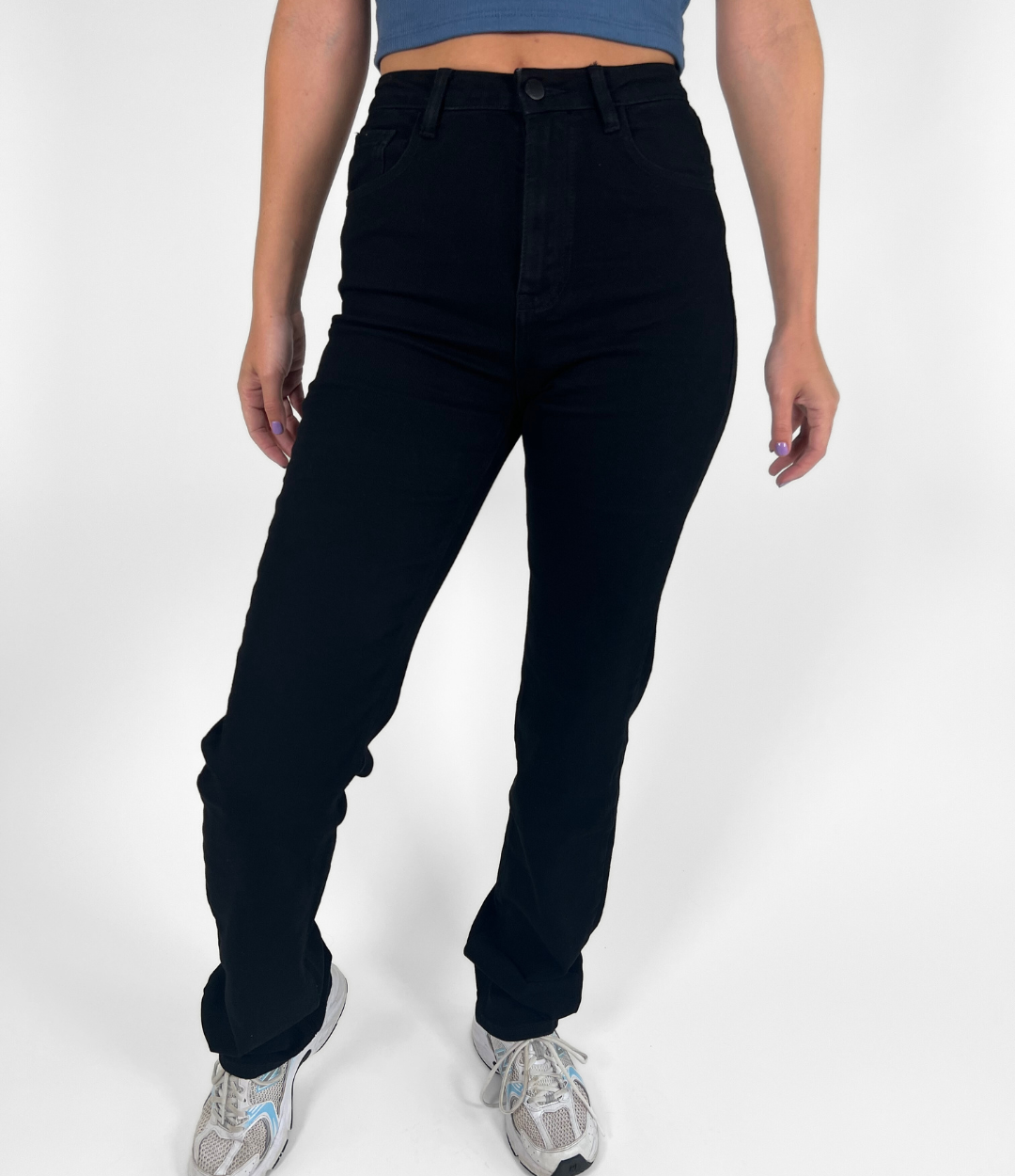 Black stretch straight leg jeans hot sale