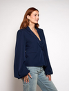 Mara wrap blazer | puff sleeve | navy