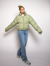 Mara Cropped Puffer Jacket | Green | Tall