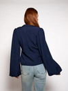 Mara wrap blazer | puff sleeve | navy