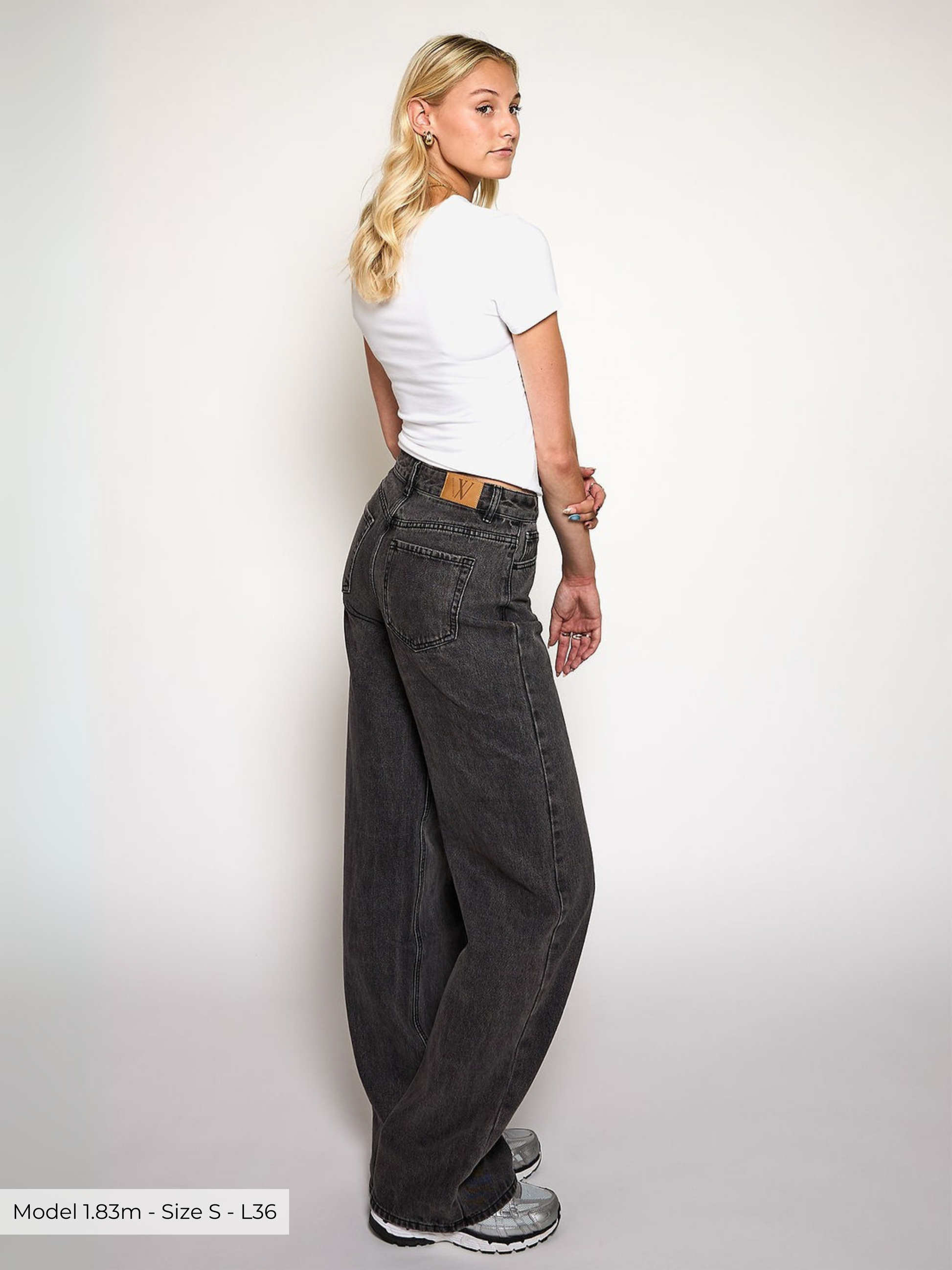 Jade Super Wide Leg Jeans | Mid-waist | Dark grey |