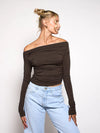 Lieke off-shoulder top | Tall | Brown