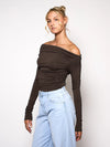 Lieke off-shoulder top | Tall | Brown