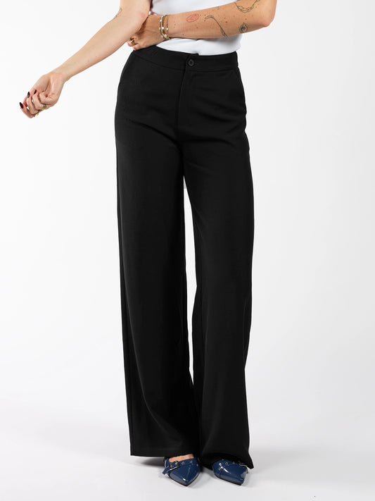 Nova | Wide-leg trousers with buttons | Black | Tall