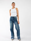 Zola Cuffed Wide Leg Jeans | Ocean Blue | Tall