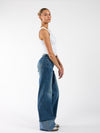 Zola Cuffed Wide Leg Jeans | Ocean Blue | Tall