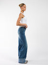 Zola Cuffed Wide Leg Jeans | Ocean Blue | Tall