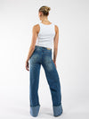 Zola Cuffed Wide Leg Jeans | Ocean Blue | Tall
