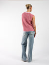 Lola Knitted Spencer with Buttons | Pink Red Striped | Tall