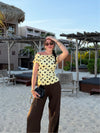 Amber Polkadot Top | Yellow Black | Tall