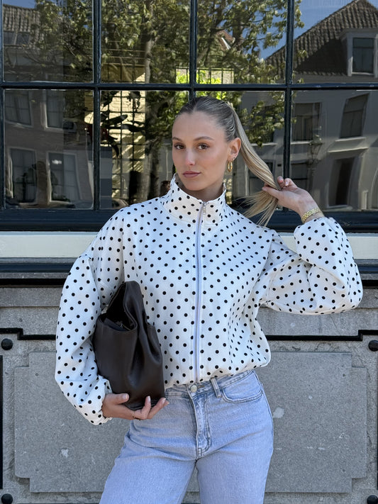 Ava Polka Dot Jacket | White | Tall