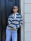 Maya Polo | Striped white blue | Tall