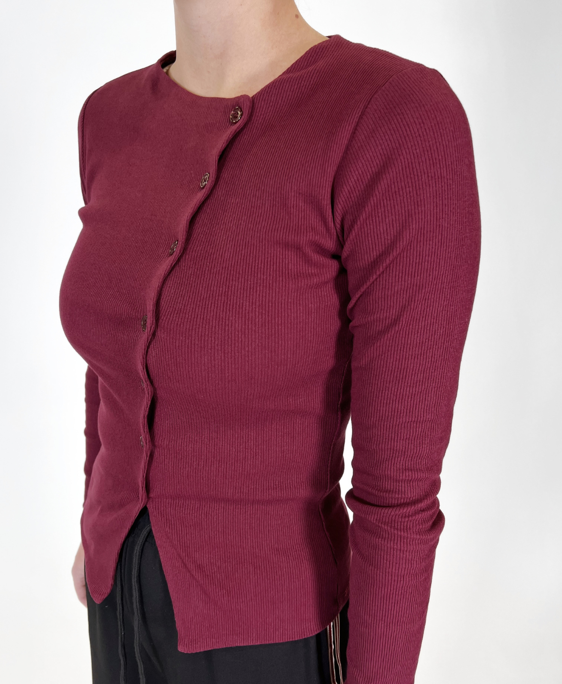 Nala top met knopen | Tall | Bordeaux