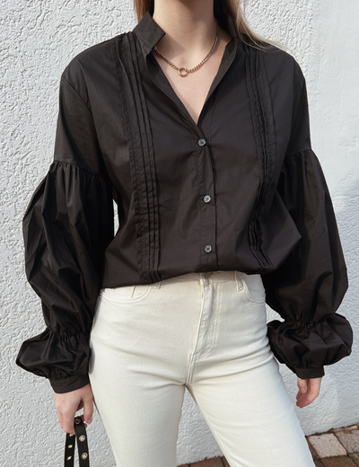 Lexie blouse with puff sleeves | Tall | Black