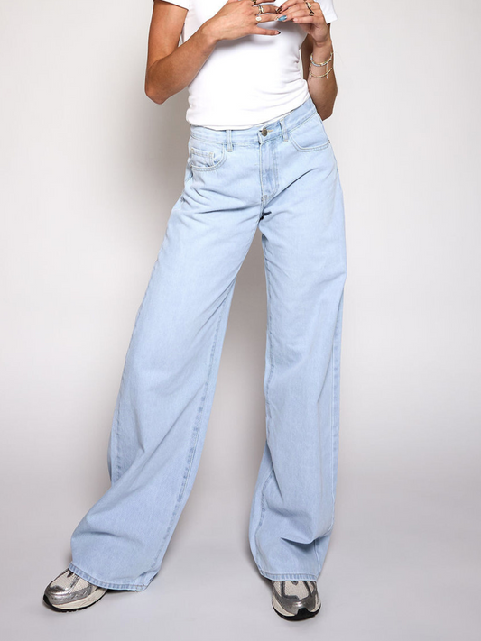 Jade Super Wide Leg Jeans | Mid waist | Light blue | Tall