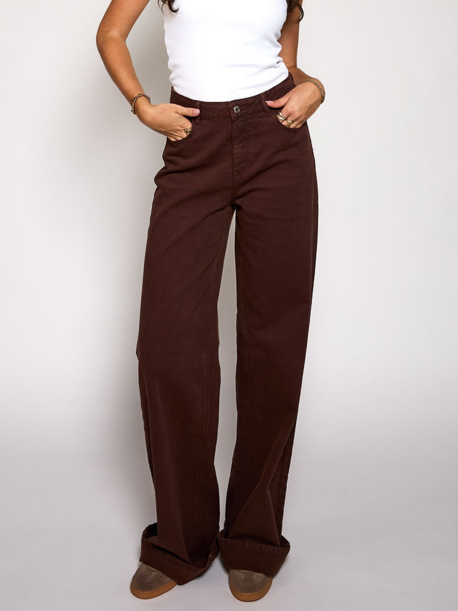 Elle | Super Wide Leg Jeans | Dark brown | Tall