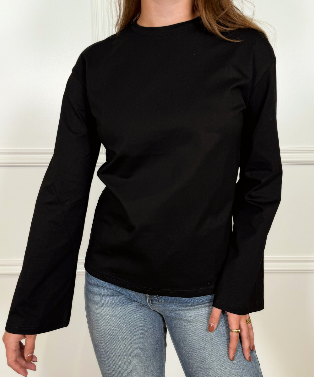 Nine Tee | flared sleeve | Tall | Black