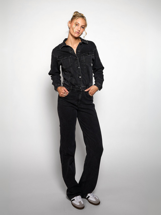 Zoë Denim Jumpsuit | Straight leg | Stretch | Dark grey | Tall