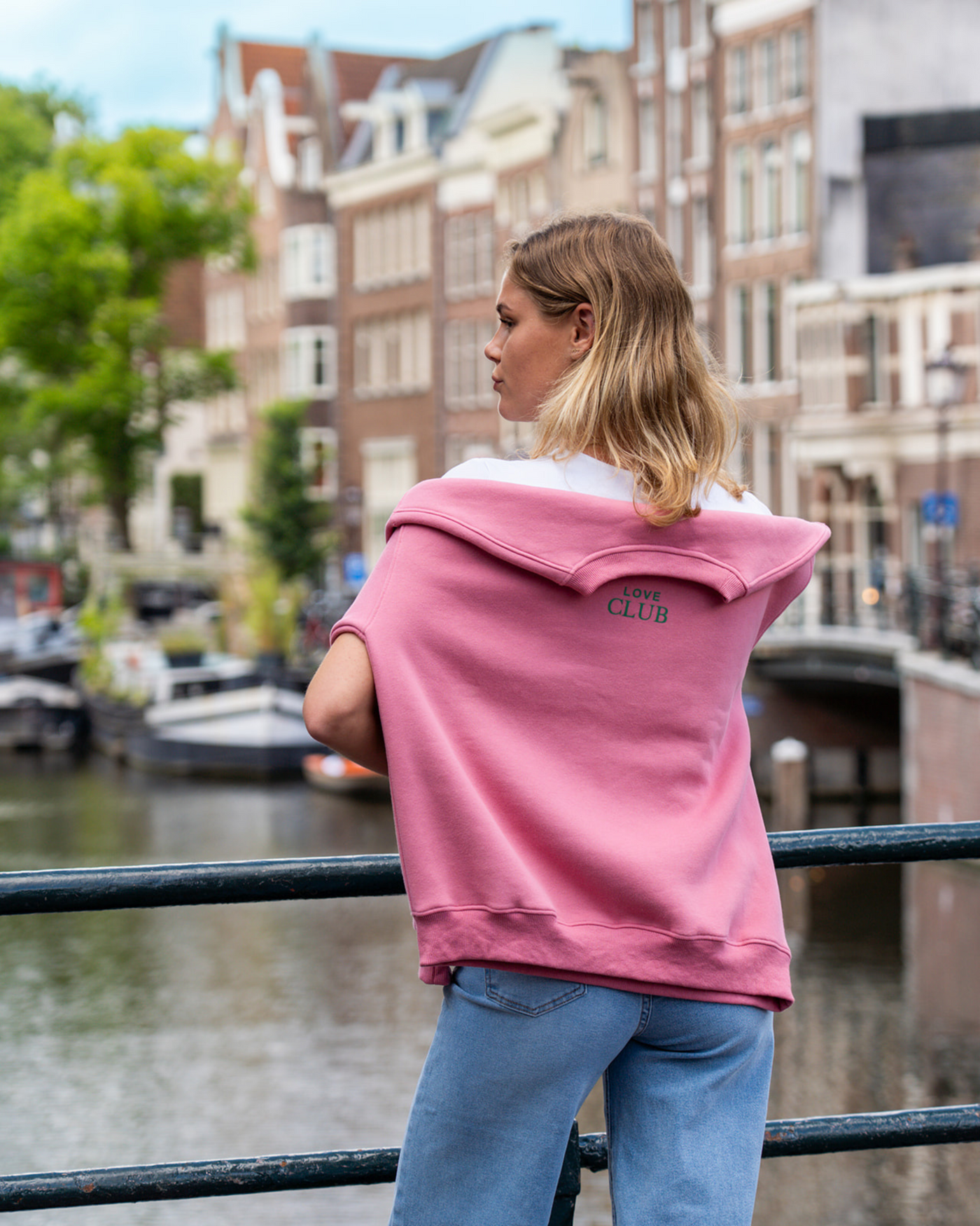 Love Club Sweater | Pink with green | Tall
