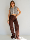 Elle | Super Wide Leg Jeans | Dark brown | Tall