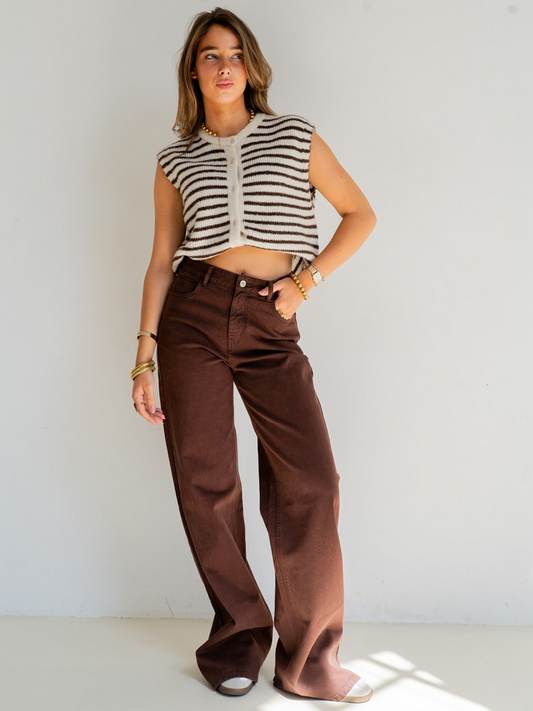 Elle | Super Wide Leg Jeans | Dark brown | Tall