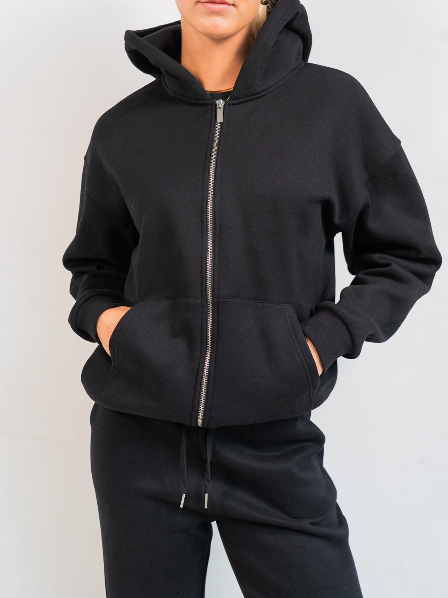 Khloé Zipper Hoodie | Black | Tall