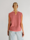 Lola Knitted Spencer with Buttons | Pink Red Striped | Tall