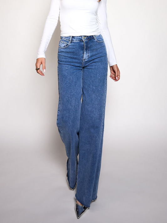 Sassy | Super Wide Leg Jeans | Destroyed | Stretch | Dark Blue | Tall