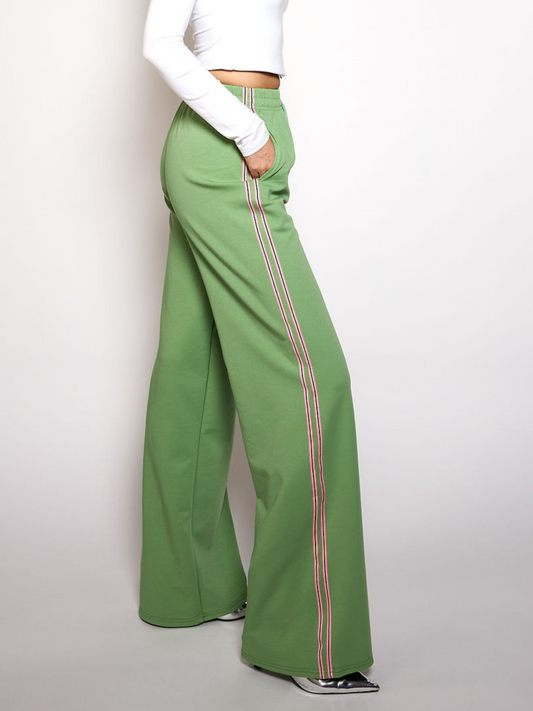 Izzy pants | Green | Pink stripe | Tall