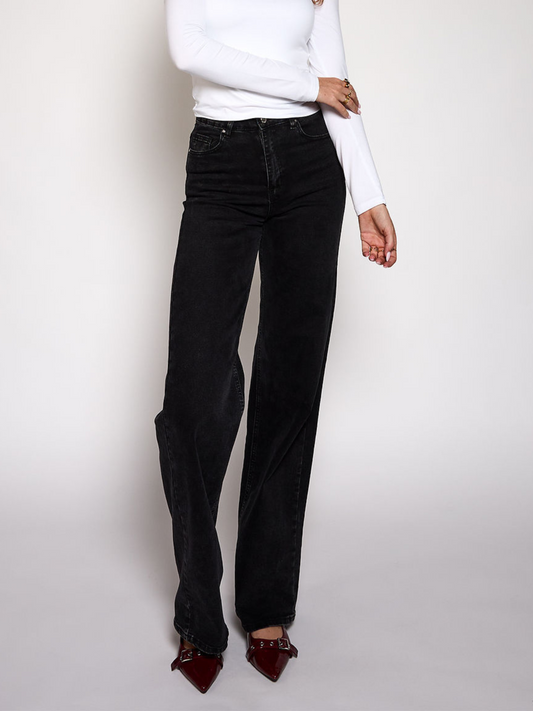 Sassy | Super Wide Leg Jeans | Stretch | Washed black | Tall