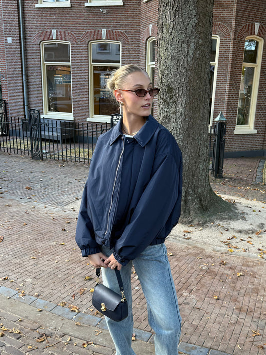 Rose bomber jacket | Navy | Tall