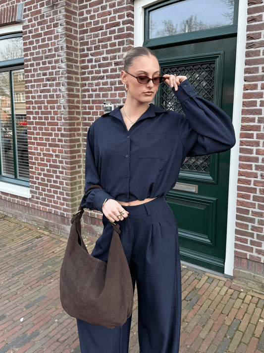 Bag Suez | Suede | Dark brown