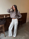Mira | Super Wide Leg Jeans | Cream | Stretch | Tall