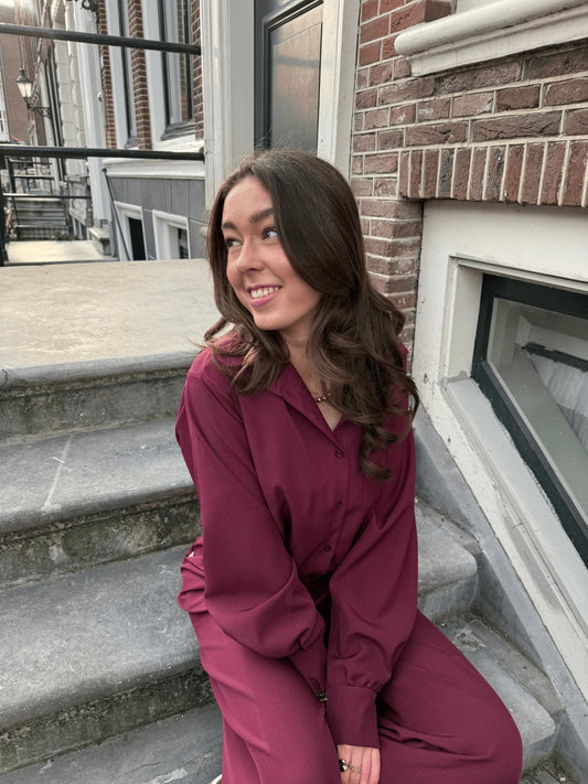 Jip | Cropped blouse | Bordeaux | Tall