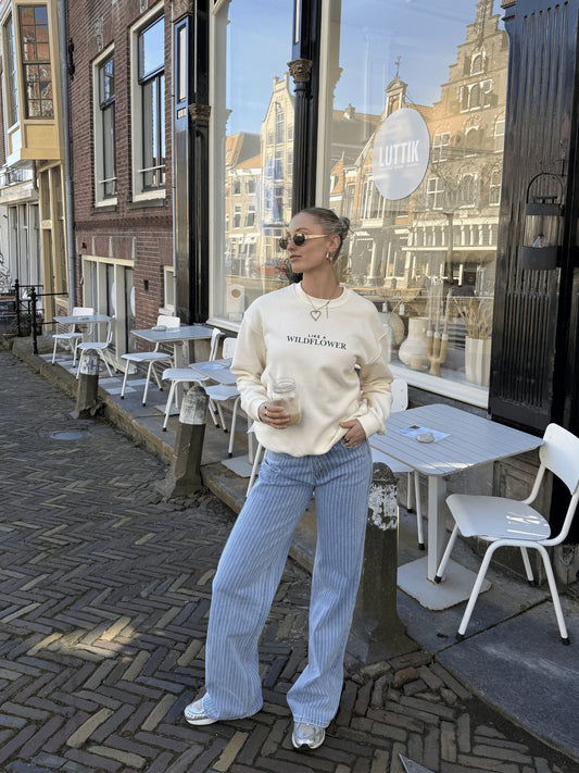 Indy | Mid Waist Wide Leg Jeans | With Pinstripe | Stretch | Tall