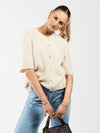 Lena Knitted Cardigan with Buttons | Cream | Tall