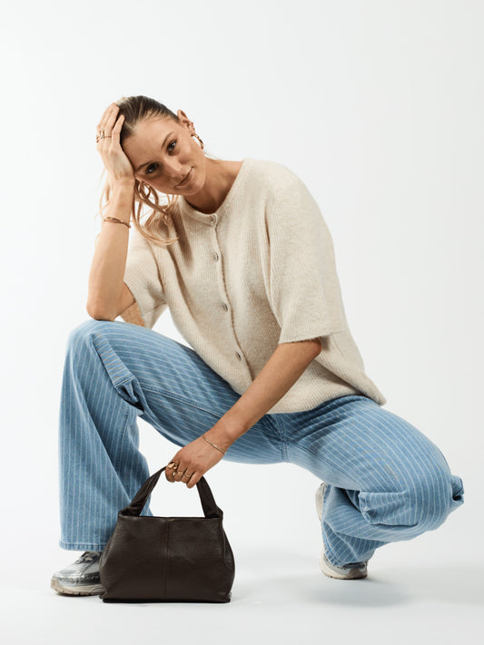 Lena Knitted Cardigan with Buttons | Cream | Tall