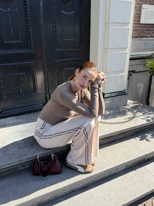 Izzy pants | Beige with stripe | Tall