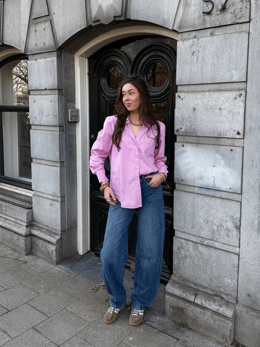 Zoey Barrel Jeans | Mid waist | Ocean blue | Tall