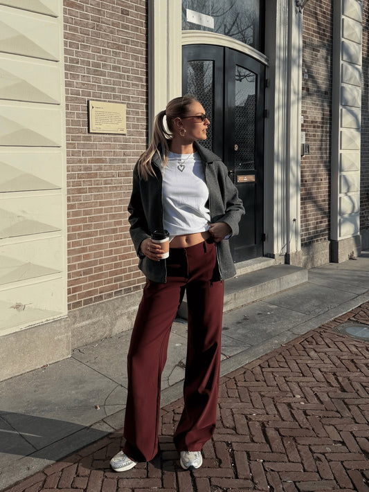 Romi Trousers | Mid waist | Bordeaux | Tall