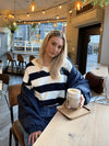 Ella | Knitted sweater | Navy striped | Tall