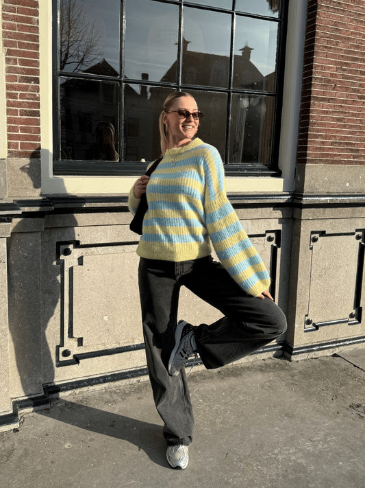 Leah Knit | Striped Blue Yellow | Tall