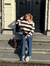 Ella | Knitted sweater | Brown striped | Tall