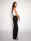 Maddy Wide Leg Jeans | Washed Black | Stretch | Tall