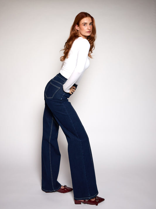 Iza | Super Wide Leg Jeans | Stretch | Dark Blue | Tall