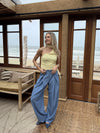 Ella | Wide leg pleated trousers | Denim blue | Tall