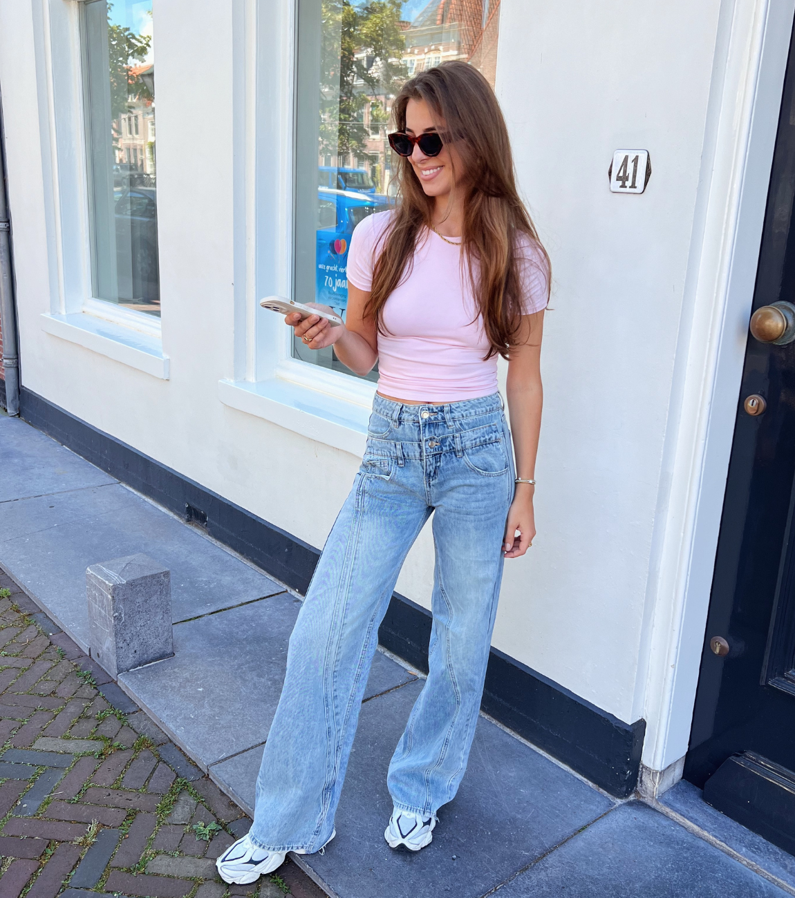 Olivia | Double Wide Leg Jeans | Blue | Tall